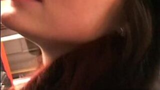 Wild teen chick sucks cock on the train - porn video