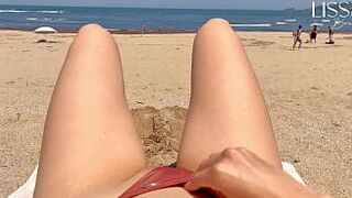stranger fills my mouth on public beach - porn video