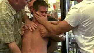 Horny gay man is stripped - porn video