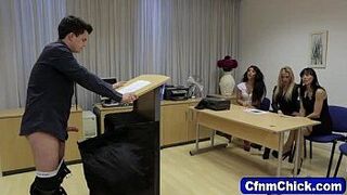 Clothed babe milks loser - porn video