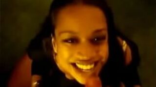 Sexy black GF gives blowjob and gets facial - porn video