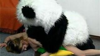 Costume party with teen girl turned to strap on fuck - porn video