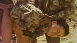 Outdoors army fuck - porn video